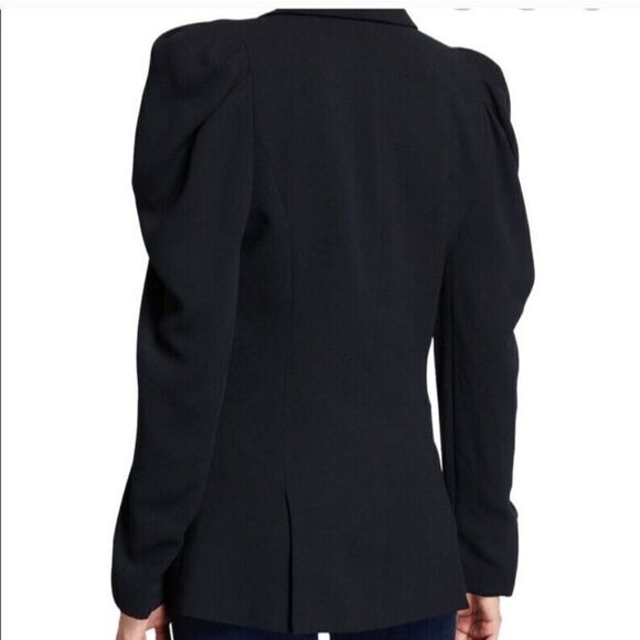Ramy Brook Blazer Size 4 Black Puff Sleeve Fully Lined‎ Long Line Blazer - Picture 2 of 16